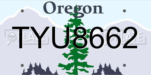 TYU8662 Oregon License Plate