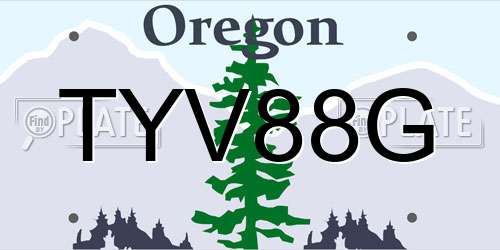 TYV88G Oregon License Plate