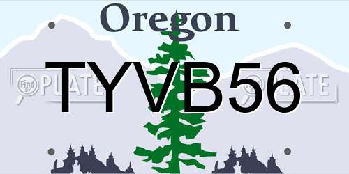 TYVB56 Oregon License Plate