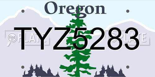 TYZ5283 Oregon License Plate