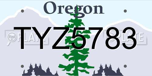TYZ5783 Oregon License Plate