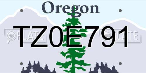 TZ0E791 Oregon License Plate