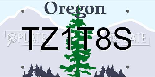 TZ1T8S Oregon License Plate