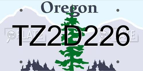 TZ2D226 Oregon License Plate