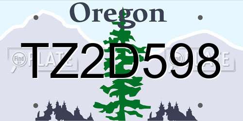TZ2D598 Oregon License Plate