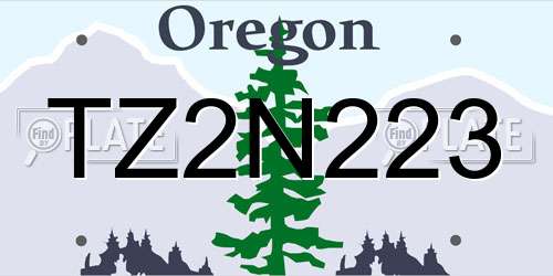 TZ2N223 Oregon License Plate