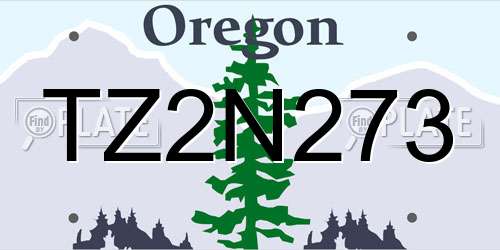 TZ2N273 Oregon License Plate