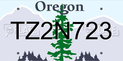 TZ2N723 Oregon License Plate
