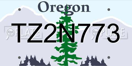 TZ2N773 Oregon License Plate