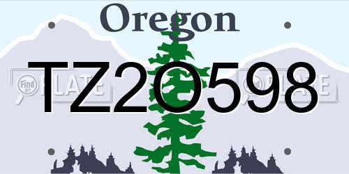 TZ2O598 Oregon License Plate