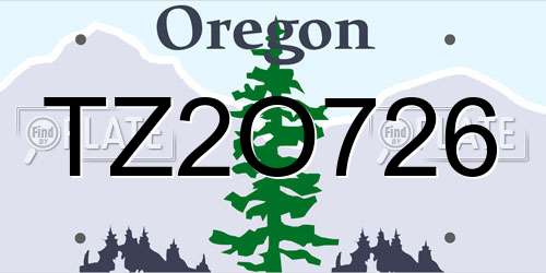 TZ2O726 Oregon License Plate