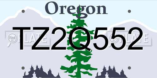 TZ2Q552 Oregon License Plate