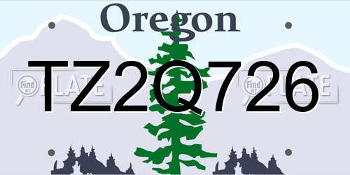 TZ2Q726 Oregon License Plate