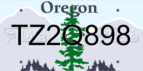 TZ2Q898 Oregon License Plate
