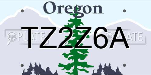 TZ2Z6A Oregon License Plate