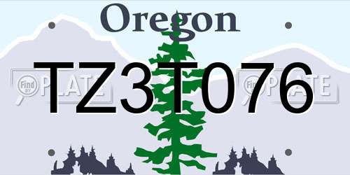 TZ3T076 Oregon License Plate