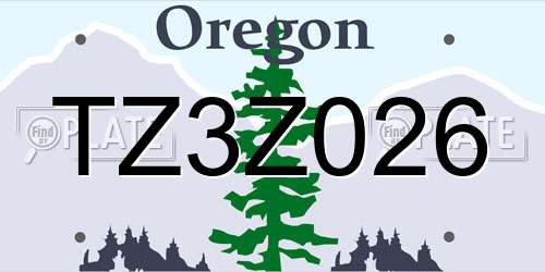 TZ3Z026 Oregon License Plate