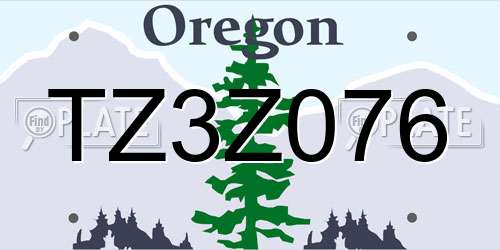 TZ3Z076 Oregon License Plate