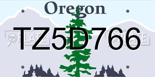 TZ5D766 Oregon License Plate