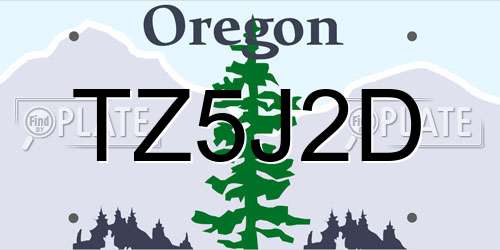 TZ5J2D Oregon License Plate