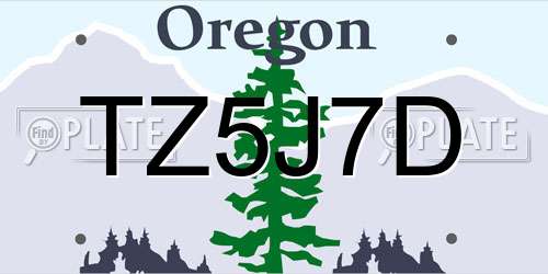 TZ5J7D Oregon License Plate