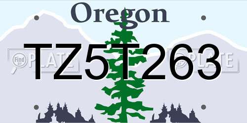 TZ5T263 Oregon License Plate