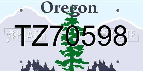 TZ70598 Oregon License Plate