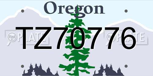 TZ70776 Oregon License Plate