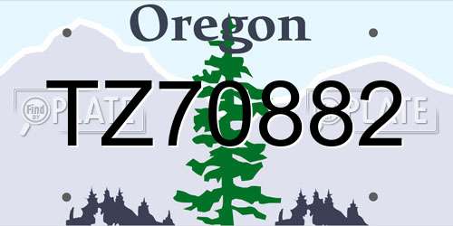 TZ70882 Oregon License Plate