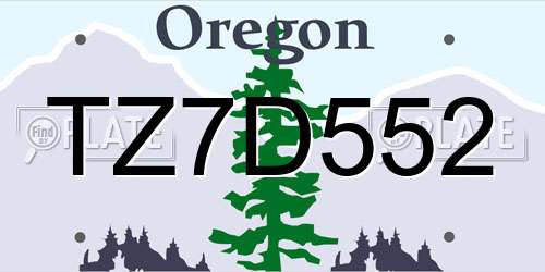 TZ7D552 Oregon License Plate