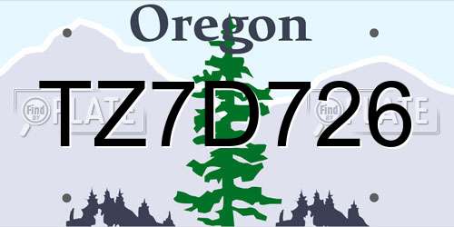 TZ7D726 Oregon License Plate