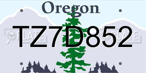 TZ7D852 Oregon License Plate