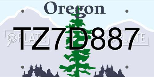 TZ7D887 Oregon License Plate