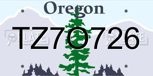 TZ7O726 Oregon License Plate