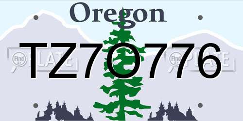 TZ7O776 Oregon License Plate