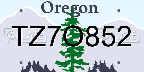 TZ7O852 Oregon License Plate