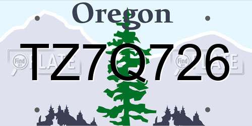 TZ7Q726 Oregon License Plate