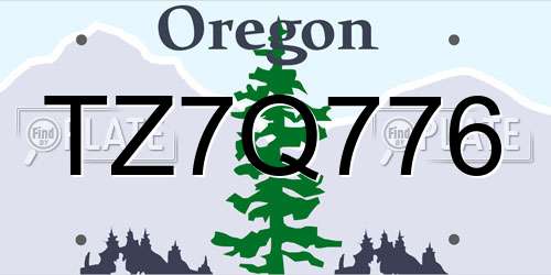 TZ7Q776 Oregon License Plate