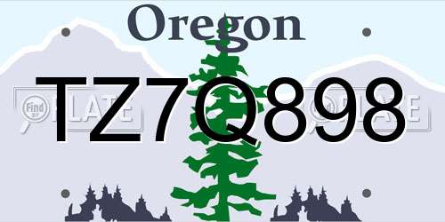 TZ7Q898 Oregon License Plate