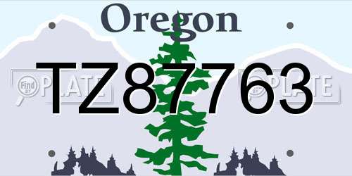 TZ87763 Oregon License Plate