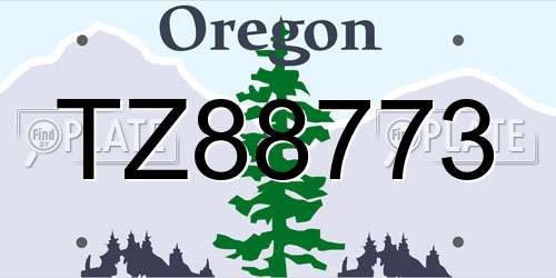 TZ88773 Oregon License Plate