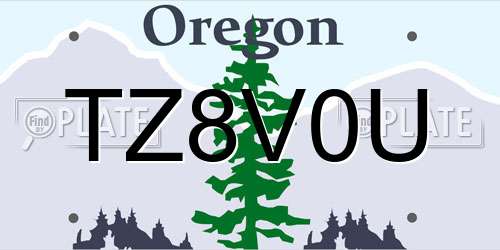TZ8V0U Oregon License Plate
