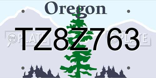 TZ8Z763 Oregon License Plate