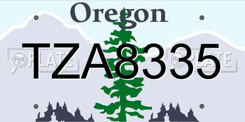 TZA8335 Oregon License Plate