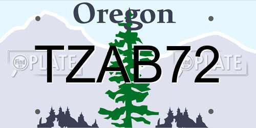 TZAB72 Oregon License Plate