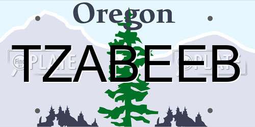 TZABEEB Oregon License Plate