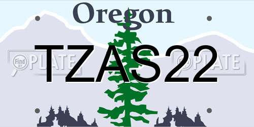 TZAS22 Oregon License Plate