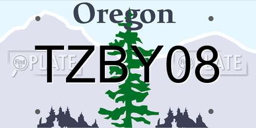 TZBY08 Oregon License Plate