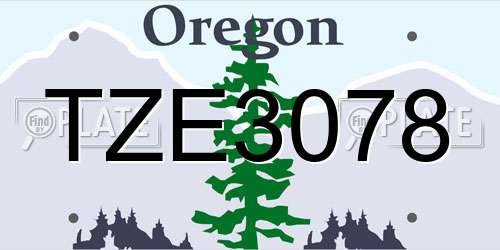 TZE3078 Oregon License Plate