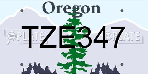 TZE347 Oregon License Plate